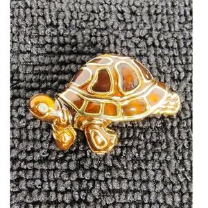 Vintage GARNAY Brooch Pin Turtle Gold Tone Gemstone Collectable Jewelry VNT